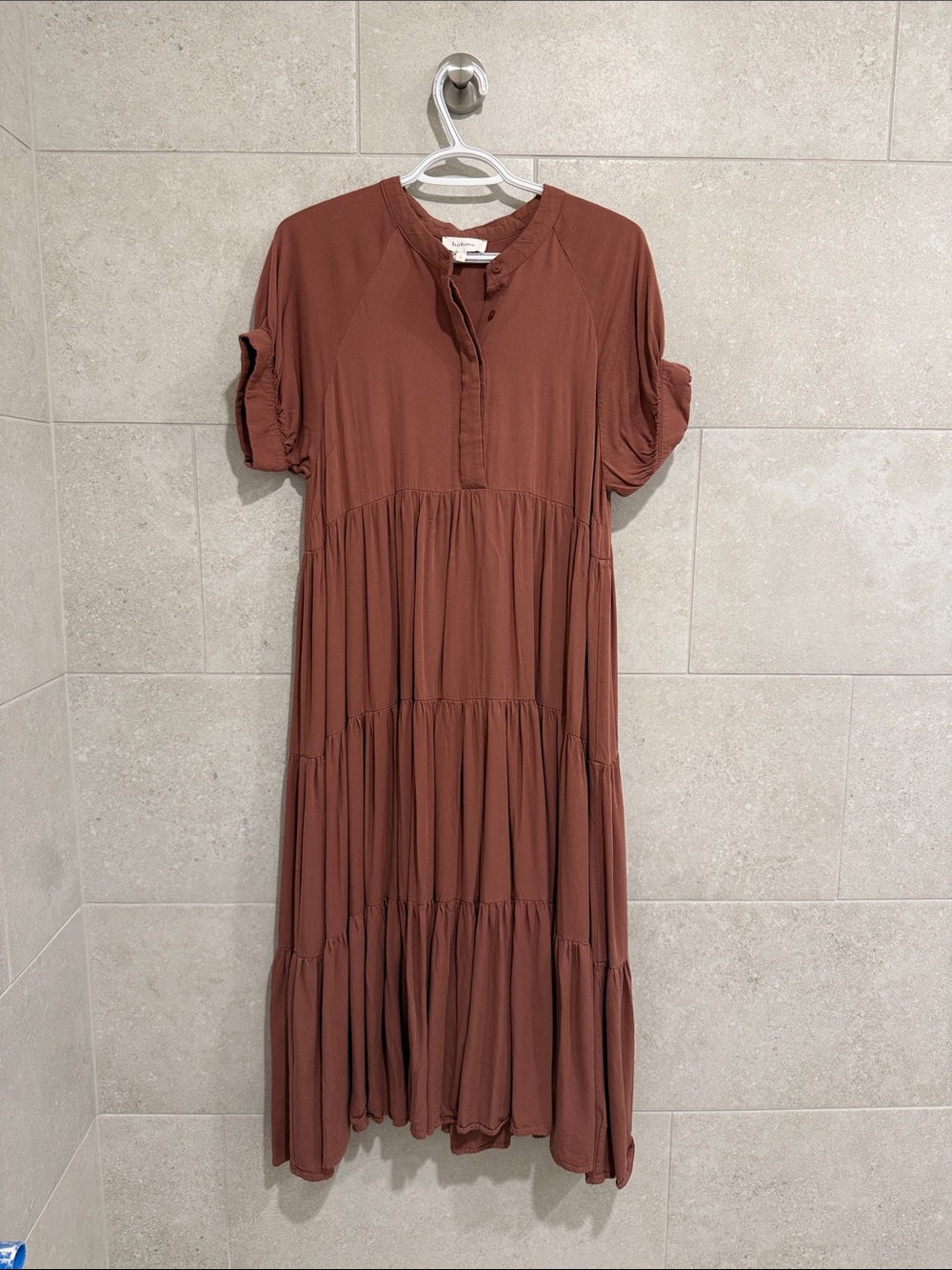 bohme Tiered Maxi Dress in Rust Brown/orange size Large